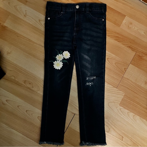 Jessica Simpson Dark Wash Jeans with Floral Embroidery - Picture 1 of 8